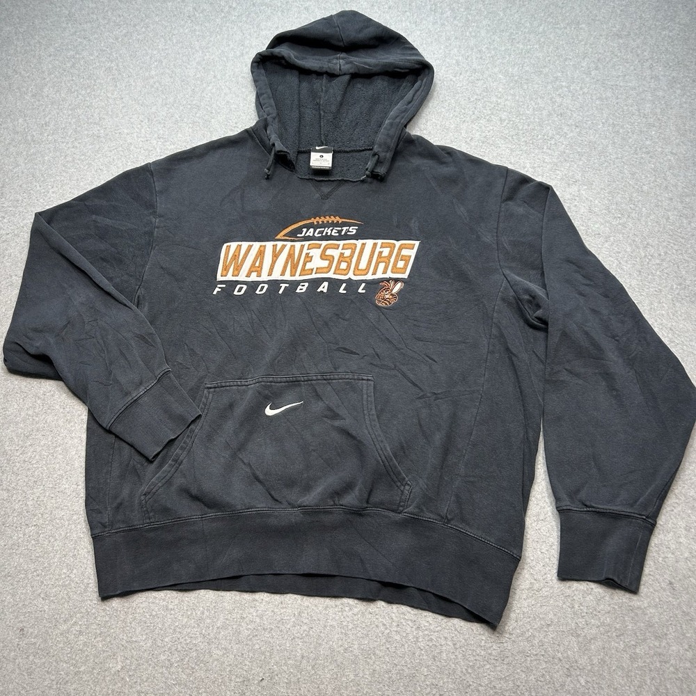 VTG Waynesburg Jackets Football Pullover Hoodie Sweatshirt Sz L Distressed‎